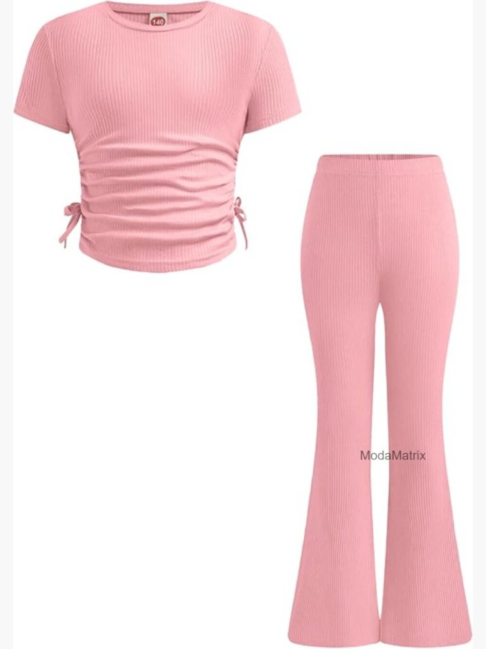Girls Long Sleeve Ruched Top & Flared Leggings Set 6-7 Years